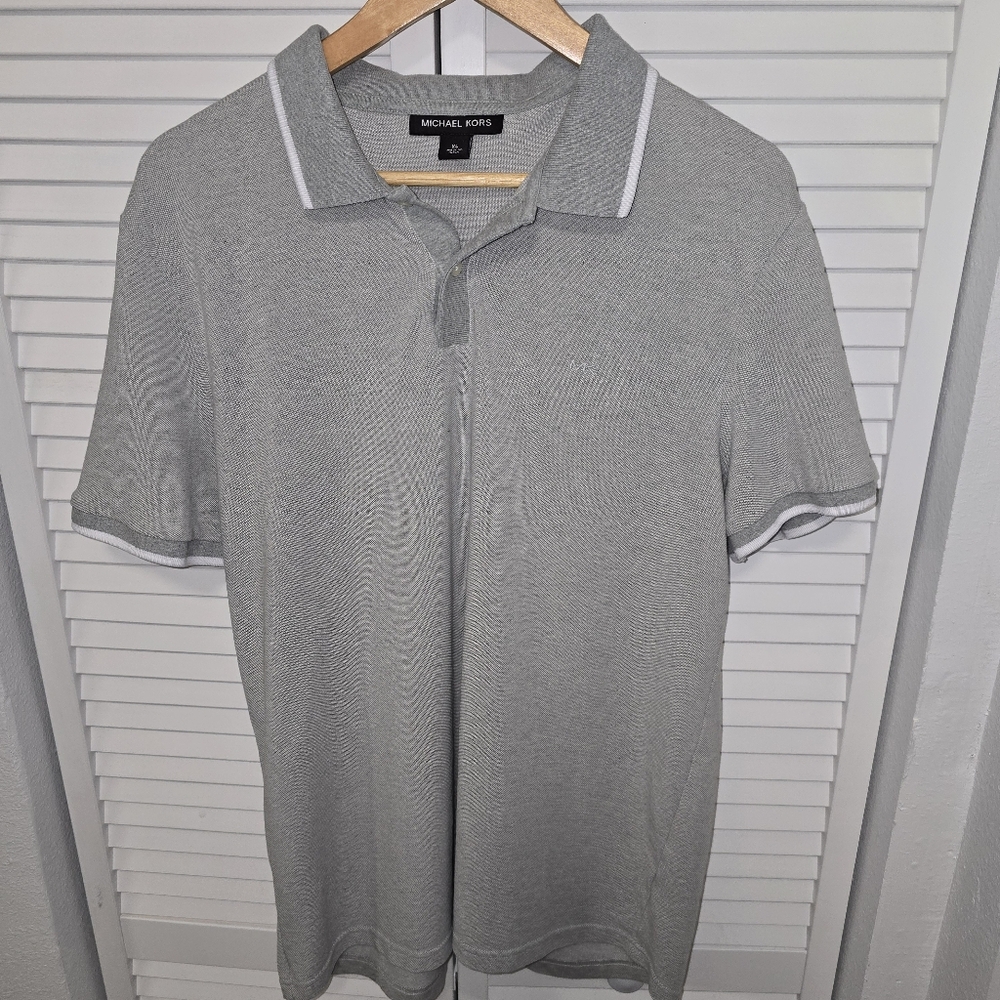 Michael Kors Men’s Gray Polo Shirt | Short Sleeve | Size XL